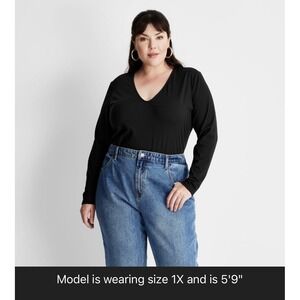 Target Women's Black Long Sleeve- Future Collective 1X Black Shirt Open Back *